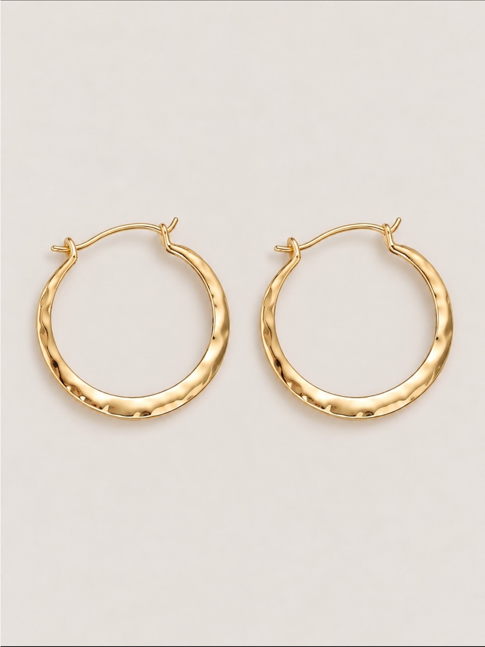 New! Gold Hammered Hoop Earrings NWOT